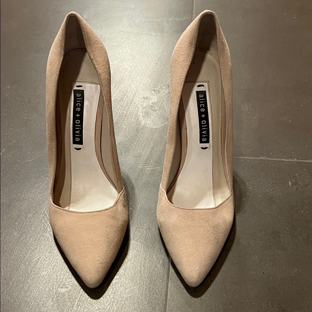 Alice + Olivia Beige Suede Heels